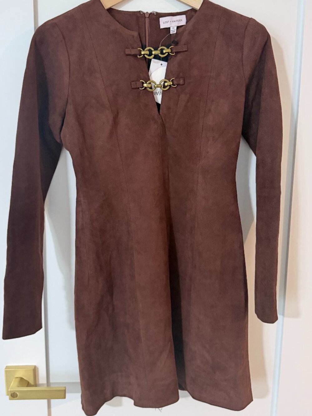 NWT Anthropologie Lost + Wander Fall Enchantment Chocolate Brown Mini Dress XS